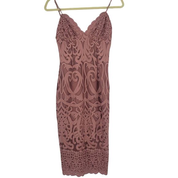 Bardot Mauve Pink Embroidered Mesh Fabric Slip Dress XS - Picture 4 of 8